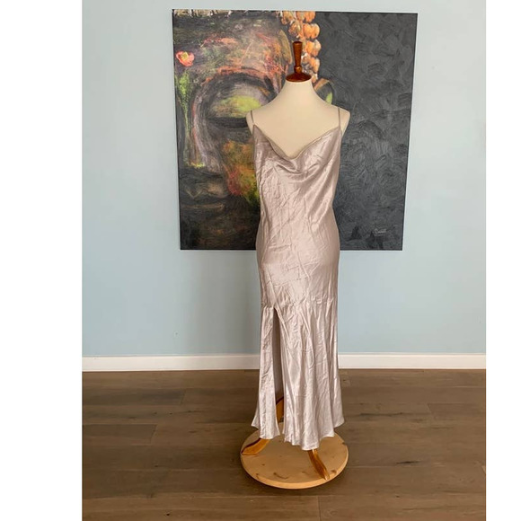 NWOT Bardot Cocktail Occasion backless slip Drape Dress size 8 Tan Beige - Picture 2 of 7